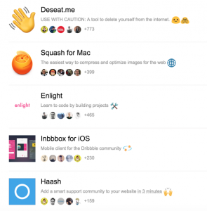 Emoji in Product Hunt