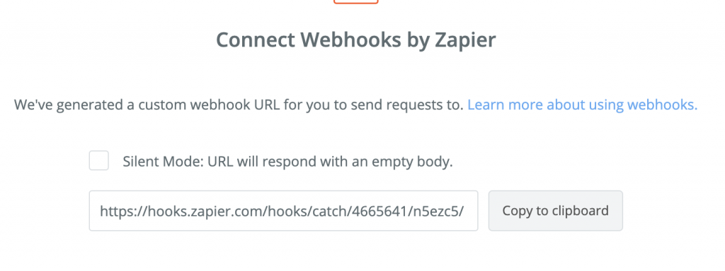 Create zapier webhook and copy the URL