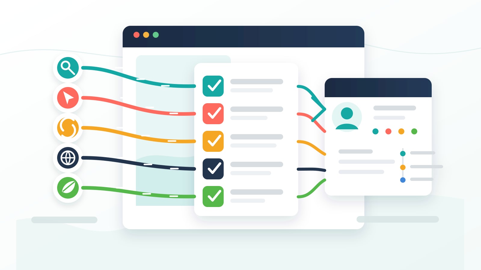 Paid campaign source signals flowing through a UTM QA checklist into a CRM lead record.
