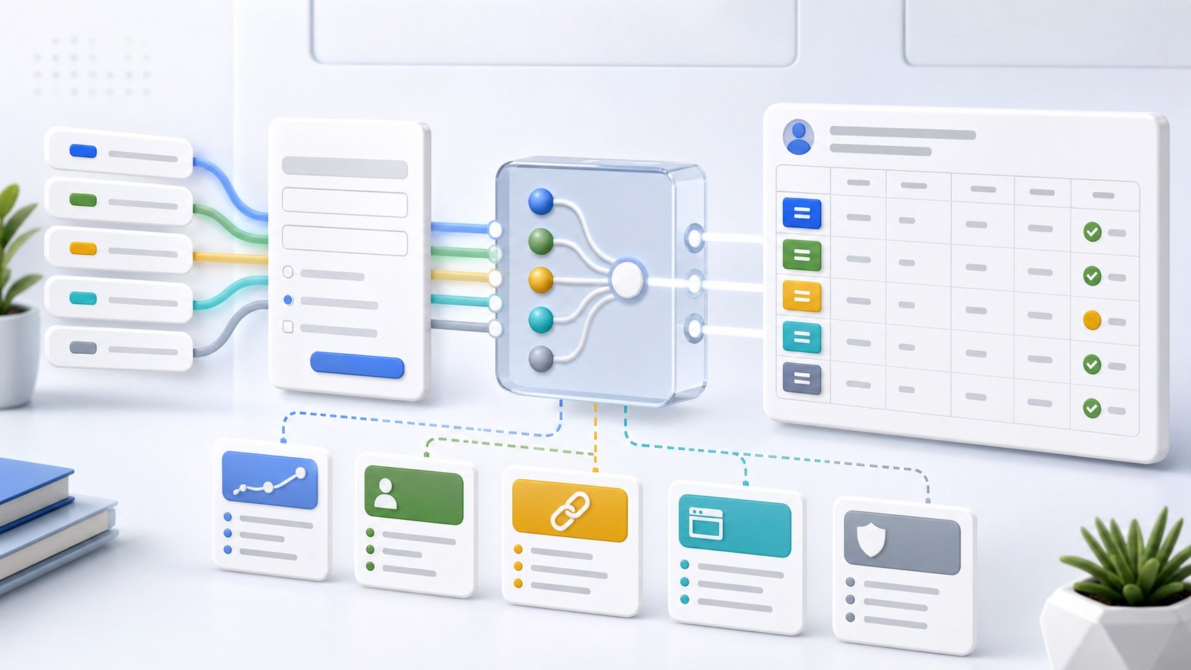 CRM field mapping workflow where UTM values move from a WordPress form through an integration layer into organized CRM attribution fields with audit checks.