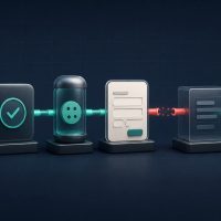 Six-stage checkout attribution pipeline with a broken handoff between the checkout form and stored order data.